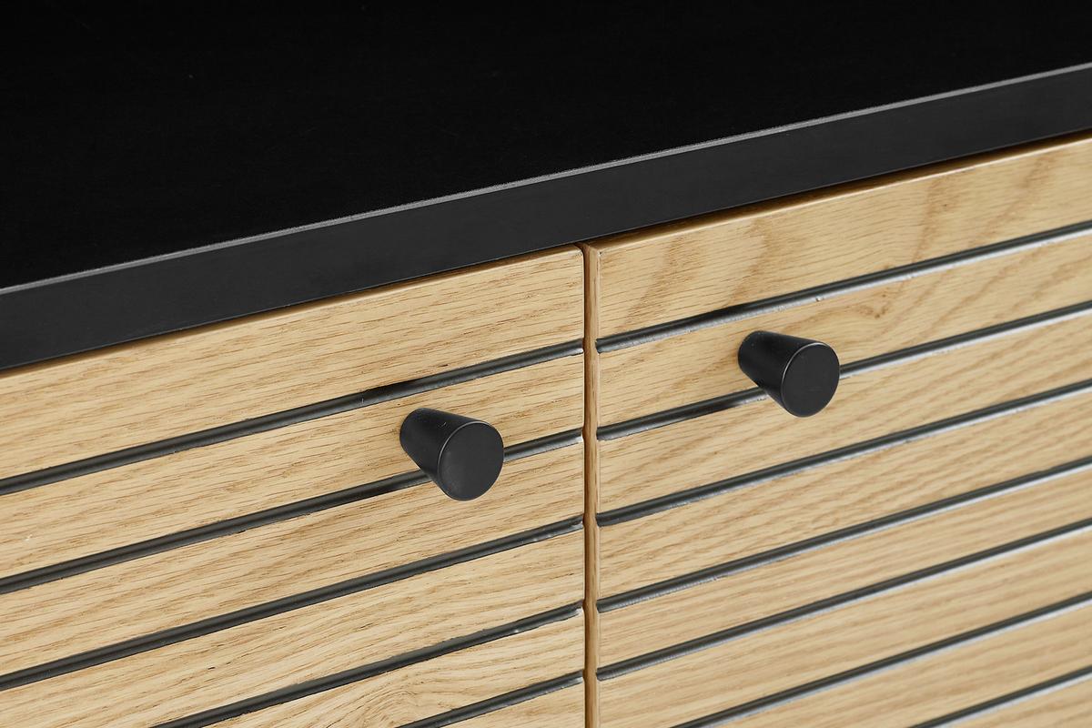 Highboard Schwarz, Eichefarben B: 100cm - Eichefarben/Schwarz, Design, Holz/Holzwerkstoff (100/155/40cm) - Livetastic