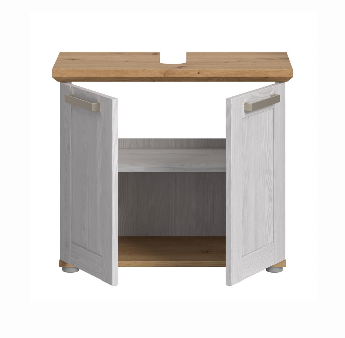 WASCHBECKENUNTERSCHRANK Lärchefarben/Eiche D. B: 69cm - Silberfarben/Lärchefarben, Trend, Holzwerkstoff (69/59/34cm) - MID.YOU
