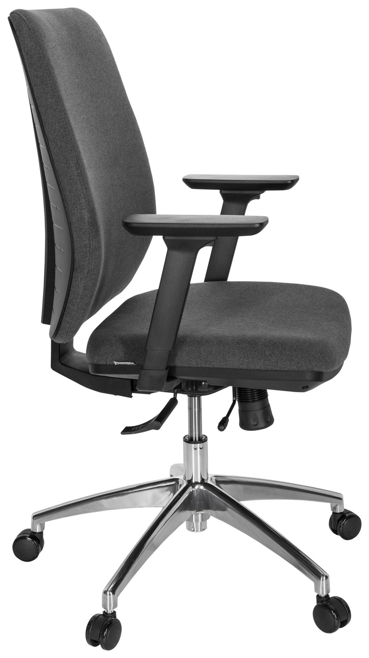 Drehstuhl Integrio I Armstütze Dunkelgrau Bis 120kg - Chromfarben/Dunkelgrau, MODERN, Kunststoff/Textil (74/123/63cm) - MID.YOU