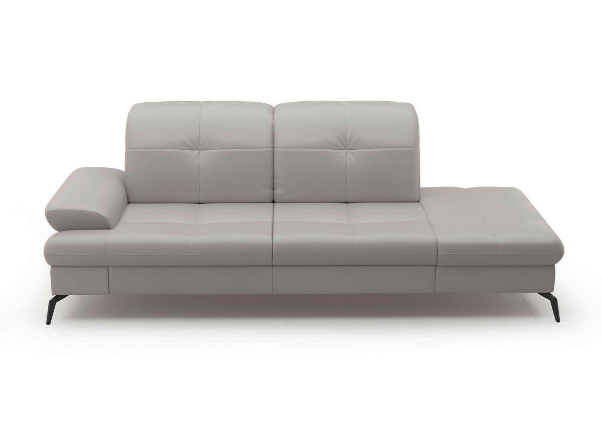 Récamiere Amica E, Hellgrau B: 231 Cm - Hellgrau/Schwarz, KONVENTIONELL, Leder/Textil (231/90/122cm) - Sit & More