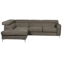 Ecksofa Sammy Braun - Chromfarben/Braun, Design, Textil (207/242cm) - Livetastic