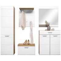 Garderoben-Set Auris Weiß/Eiche Dekor 5--Teilig. - Eichefarben/Weiß, MODERN, Holzwerkstoff (207/204,2/37,1cm) - Luca Bessoni