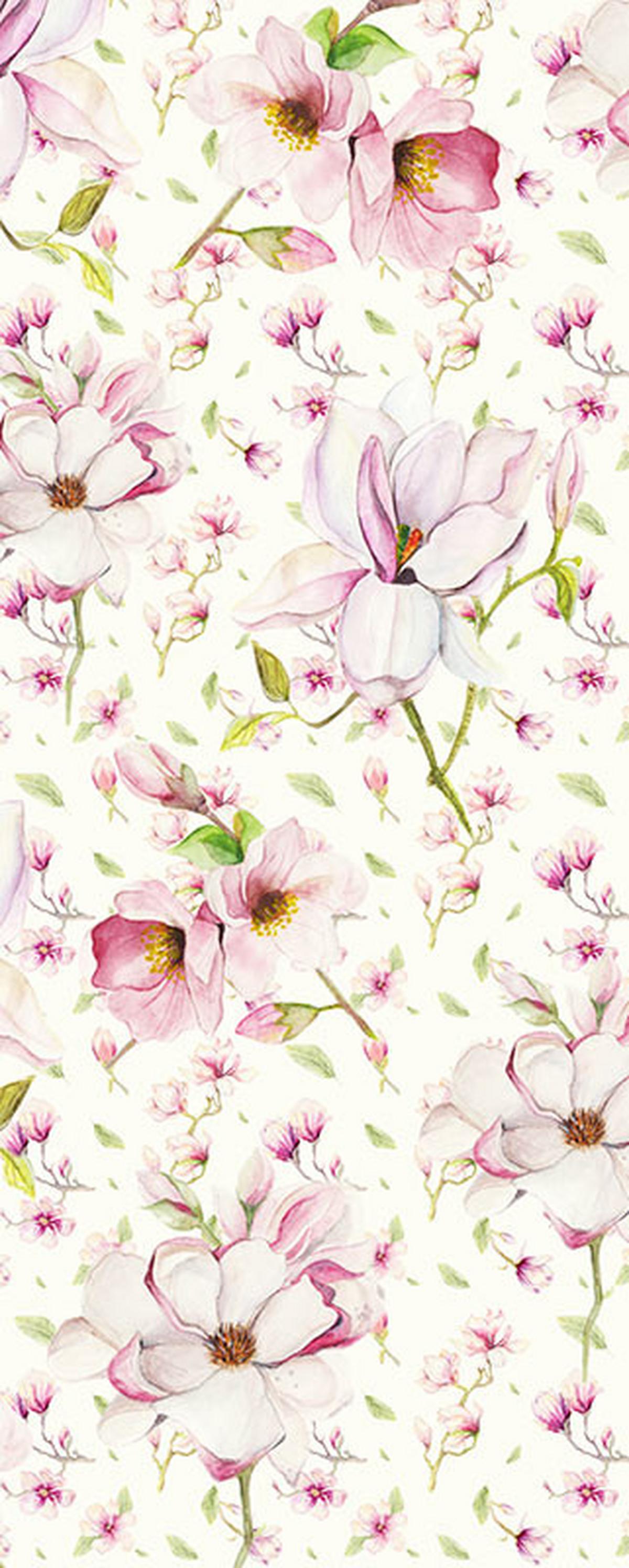 Vliestapete Magnolia Panel - Rosa/Weiß, Basics (100/250cm) - Komar