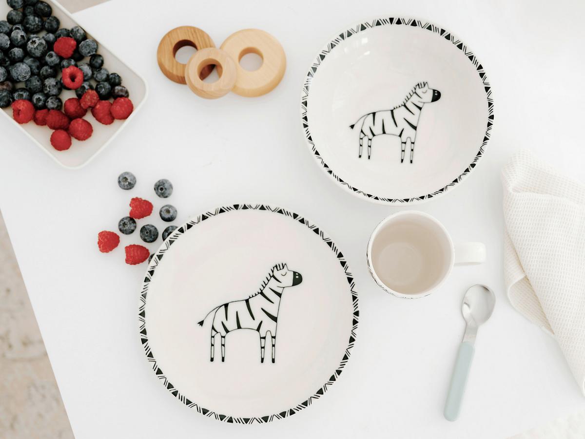 Kindergeschirrset 3 -Teilig. Steinzeug, Zebra - Multicolor, Basics, Keramik - Creatable