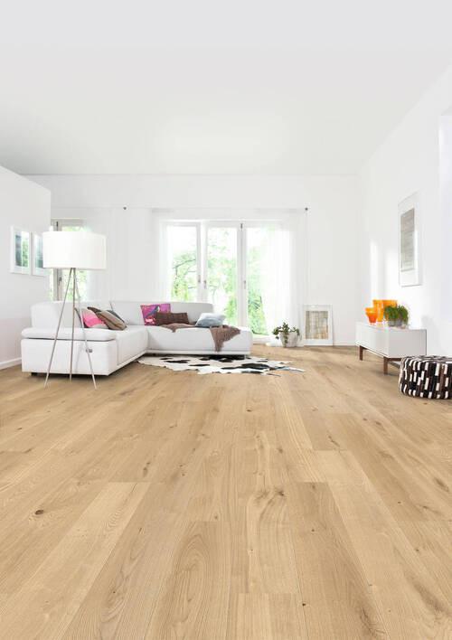 Parkettboden Eichefarben Landhausdiele Stärke 11mm - Eichefarben, Basics, Holzwerkstoff (18/108.5cm) - Living by HARO