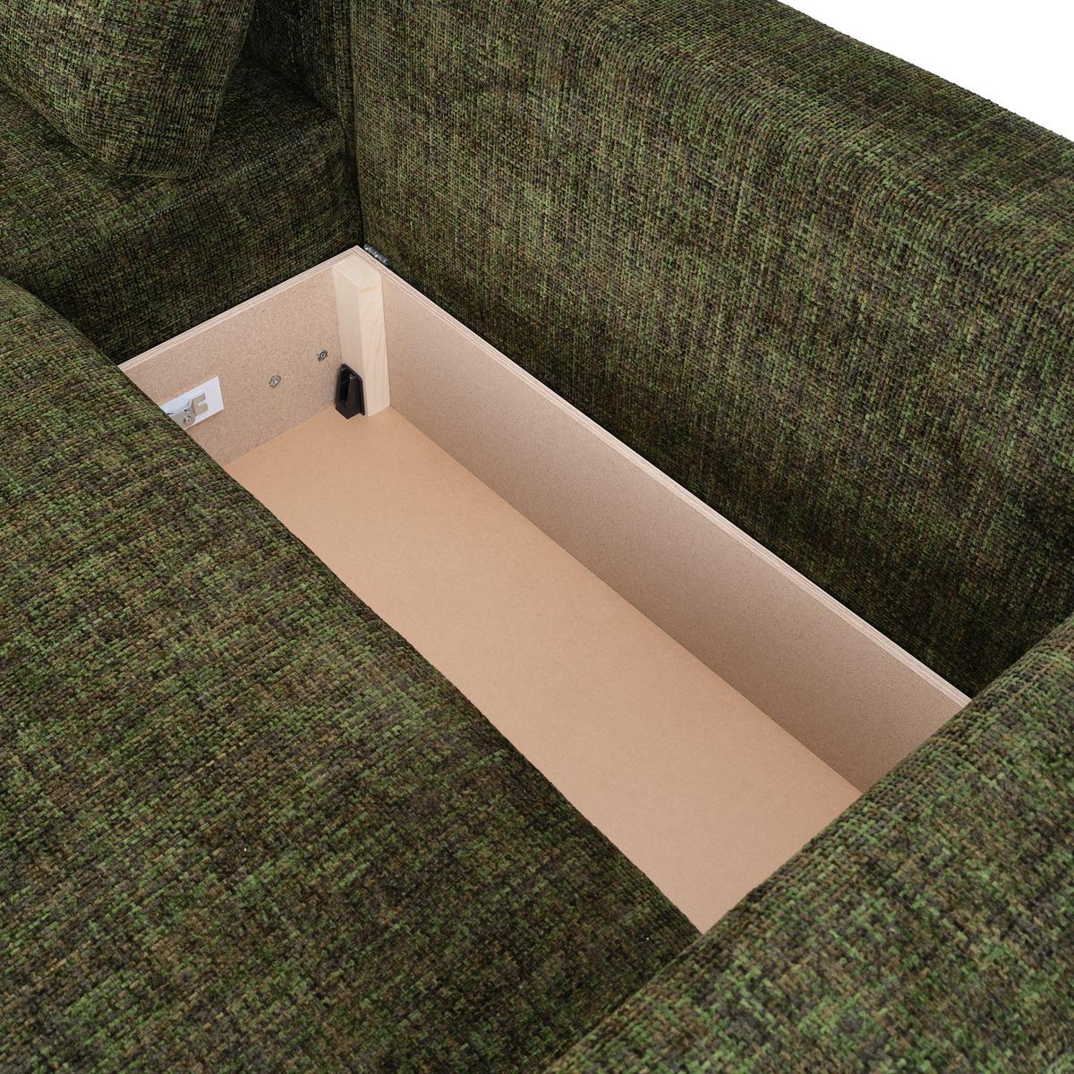 Ecksofa Dallas Grün/Dunkelgrün  173x258 cm - Waldgrün/Dunkelgrün, MODERN, Holz/Kunststoff (173/258cm)