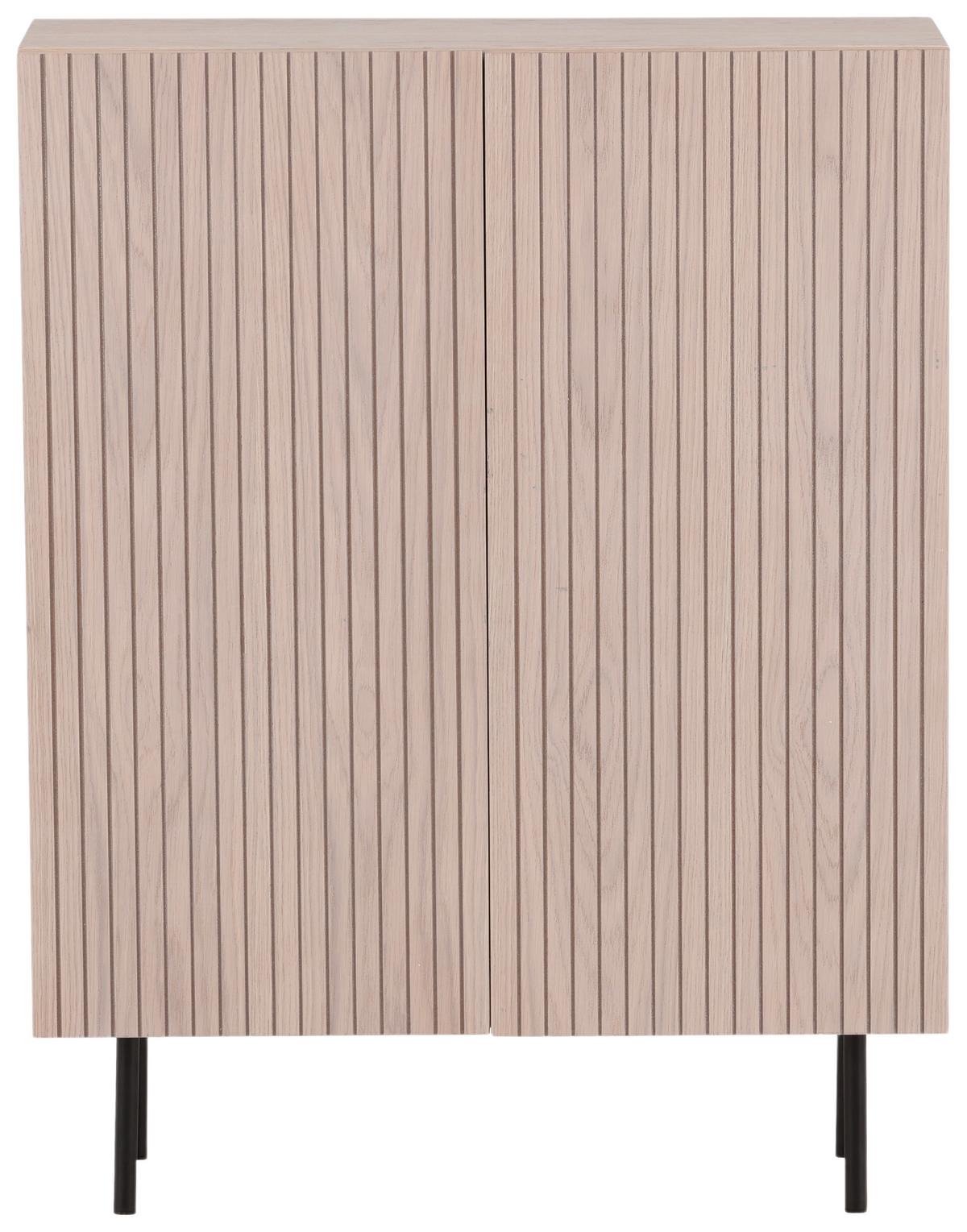 Highboard Björkön - Eichefarben/Schwarz, Design, Holz/Holzwerkstoff (80/103/30cm) - Livetastic