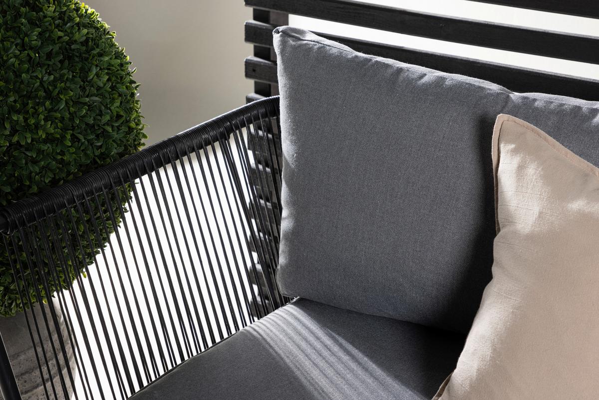 Dining-Loungeset Roxo - Schwarz/Grau, KONVENTIONELL, Textil/Metall - Gardenson