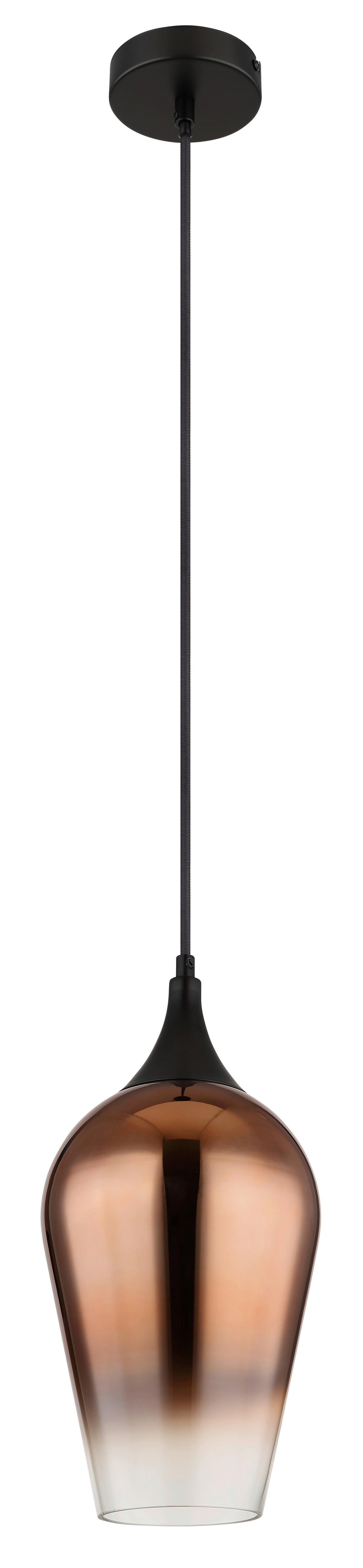 ZÁVESNÉ SVIETIDLO LAVUS, medená - čierna/medená, Design, kov/sklo (18/120cm) - Globo