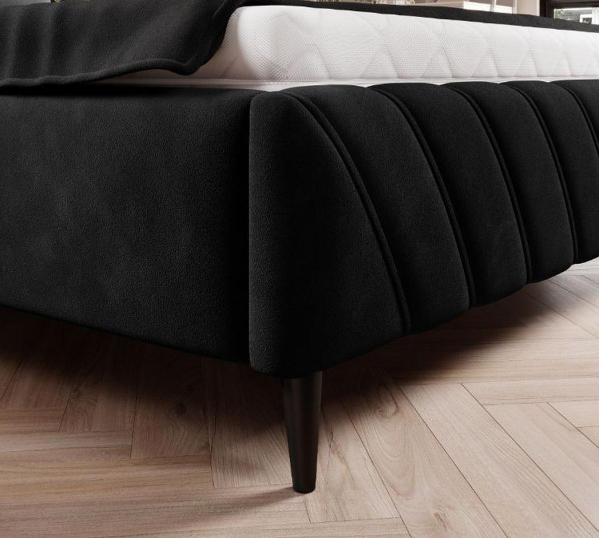 Posteľ Melli s roštom a úložným priestorom 180x200cm - čierna, Design, drevo/textil (180/200cm)