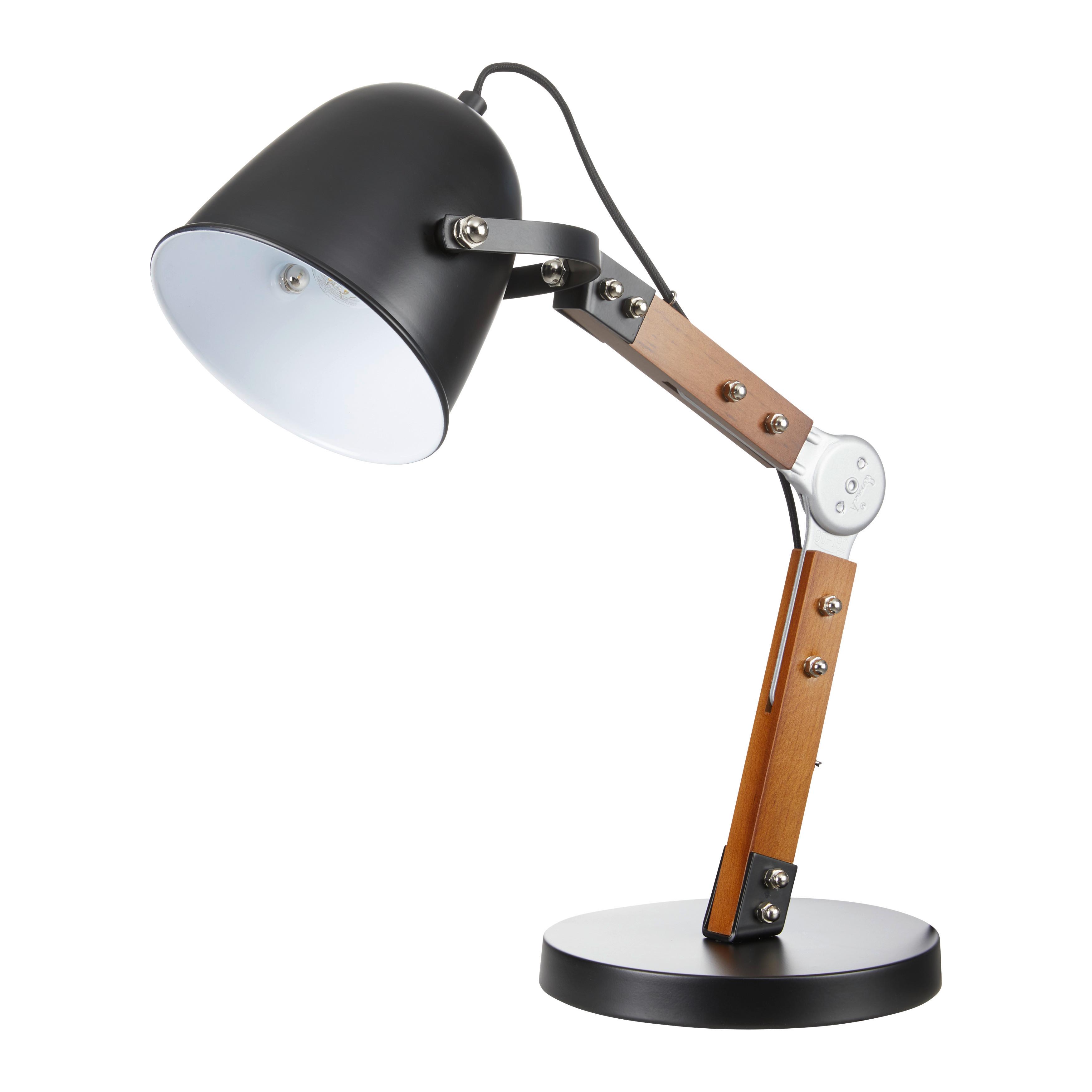 Stolná Lampa George Max. 40 Watt - čierna, Moderný, kov/drevo - Bessagi Home