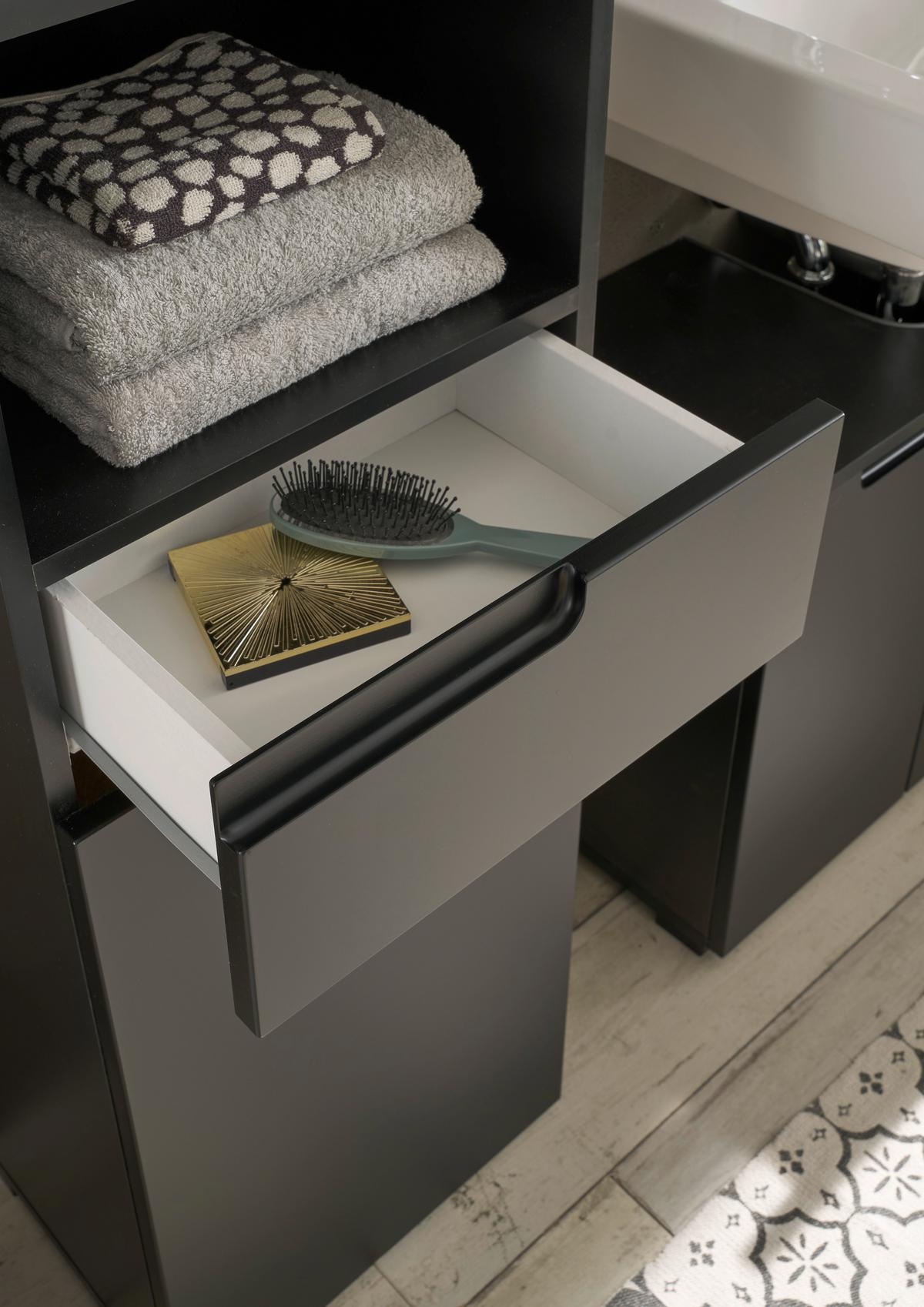 Hochschrank Spice Bxh: 40x191 Cm Schwarz Stehend - Schwarz, MODERN, Holzwerkstoff (40/191/32cm) - MID.YOU