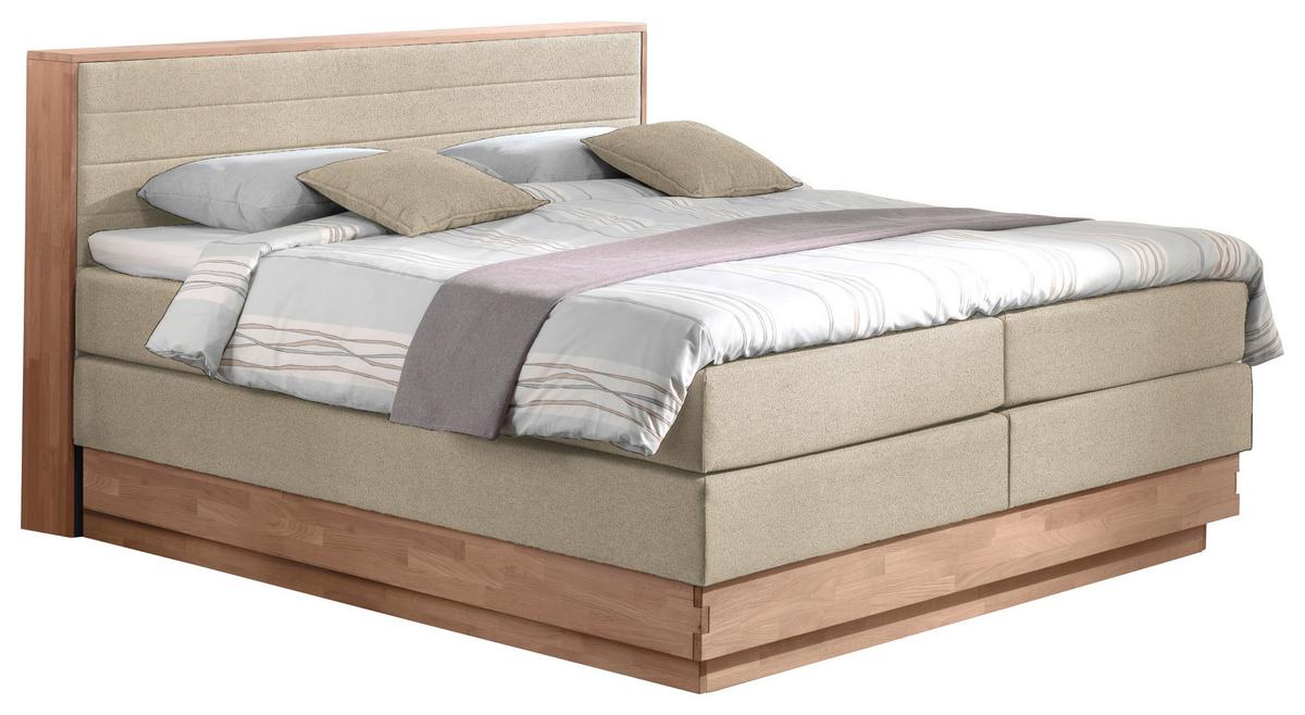 Boxspringbett H3xH3 mit Topper & Bettkasten 160x200 Moneta - Eichefarben/Beige, MODERN, Holz/Textil (160/200cm) - MID.YOU