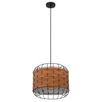 Hängeleuchte H: 120 cm 1-Flammig - Schwarz/Braun, KONVENTIONELL, Kunststoff/Metall (35/120cm) - Globo