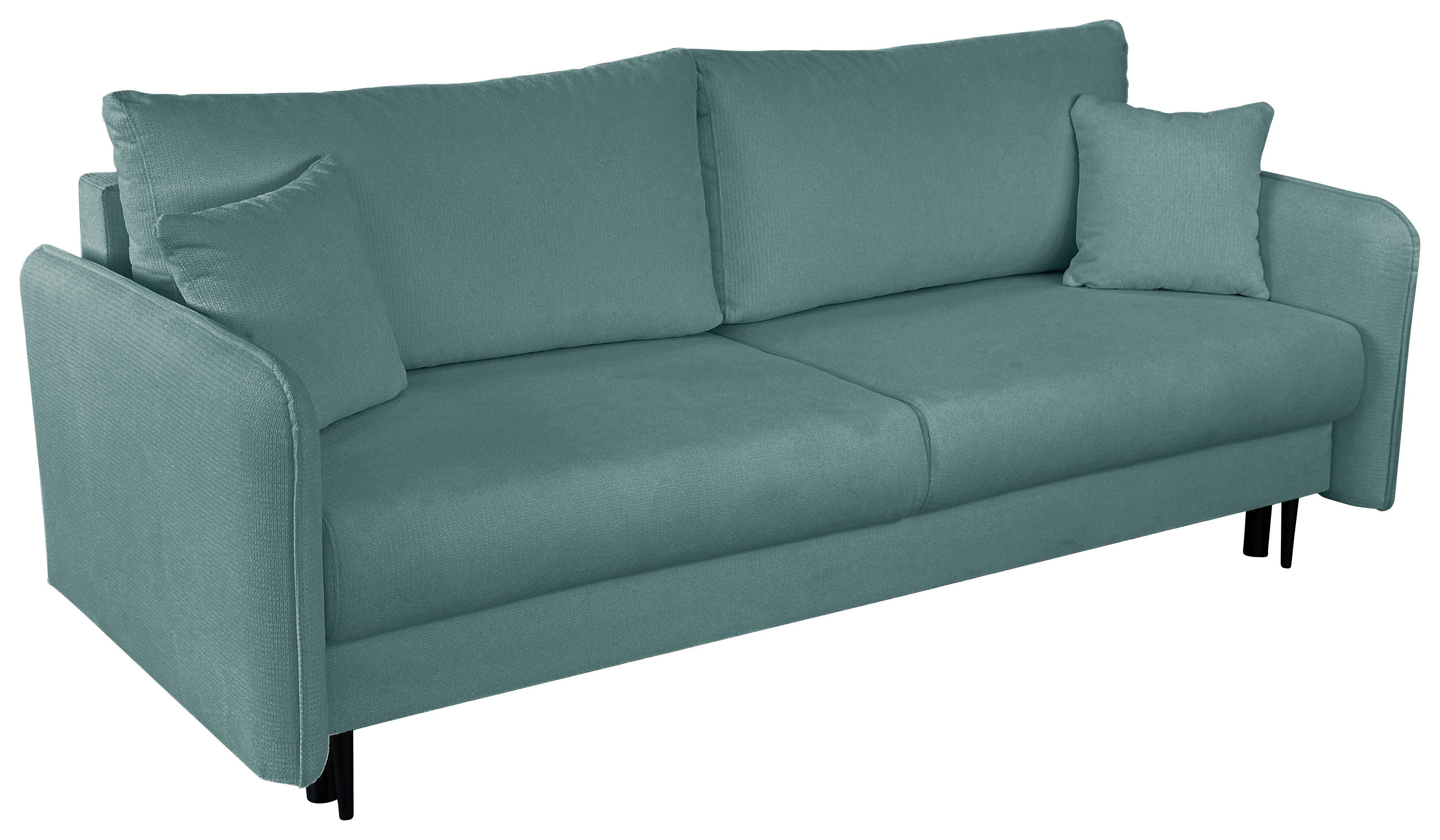 Schlafsofa Carine Mit Bettkasten Türkis B: 216 Cm - Türkis/Schwarz, Design, Textil (216/96/102cm) - MID.YOU