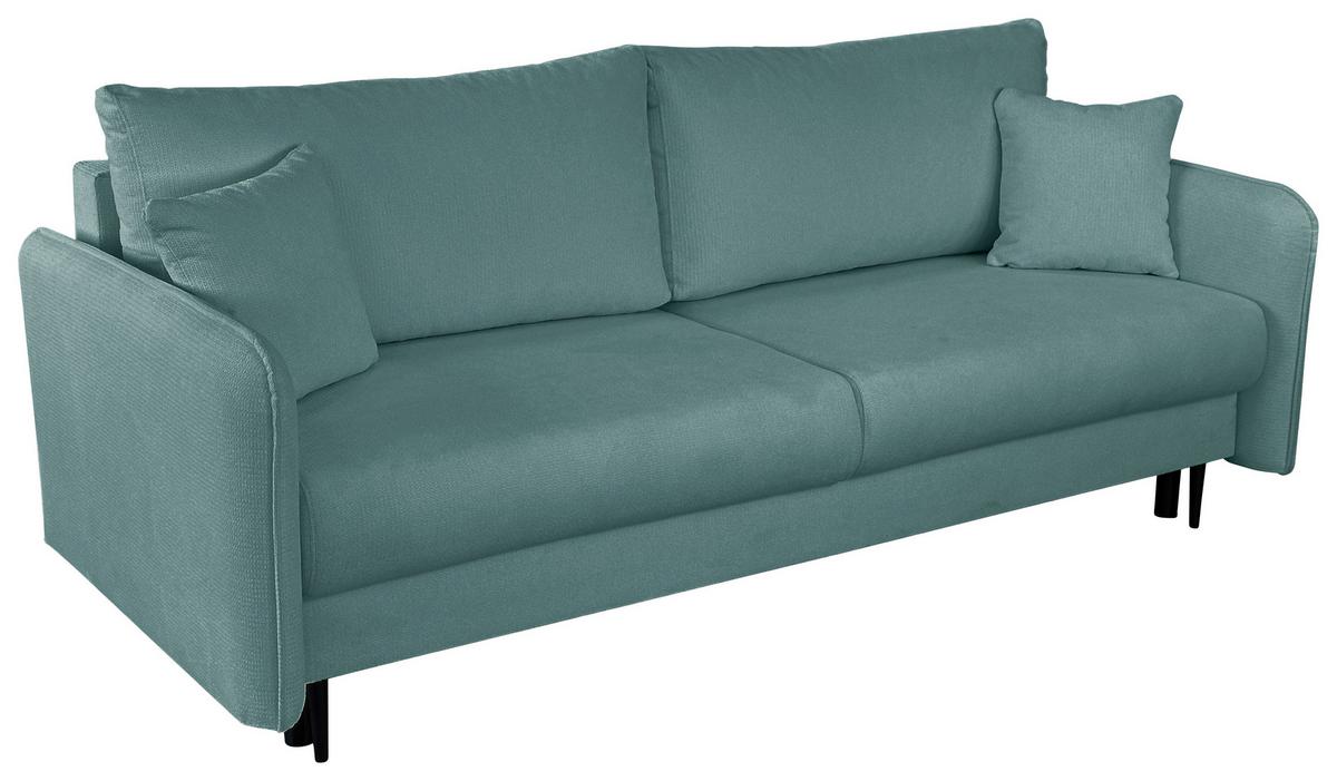 Schlafsofa Carine Mit Bettkasten Türkis B: 216 Cm - Türkis/Schwarz, Design, Textil (216/96/102cm) - MID.YOU