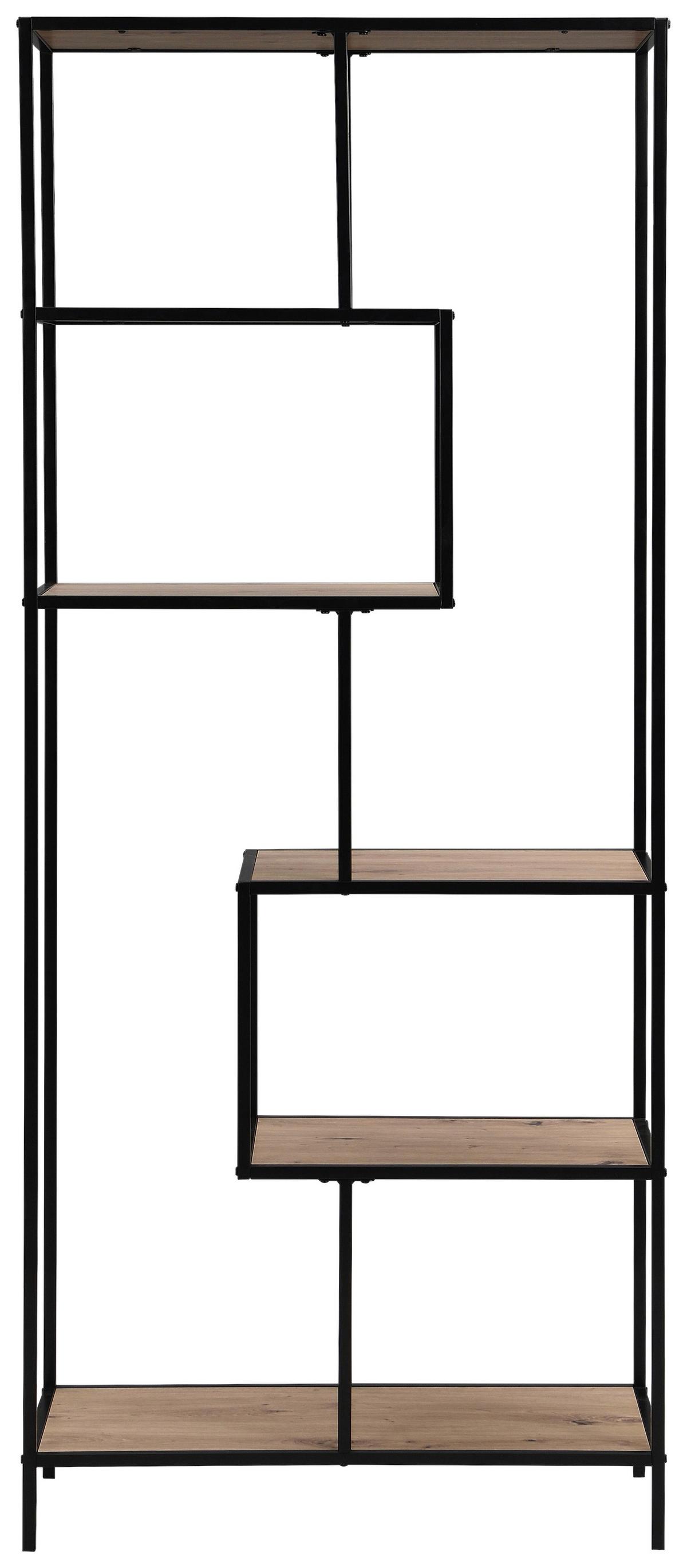 Polc Lilli 2 - natúr színű/fekete, Trend, faalapú anyag/fém (77/185/33cm)