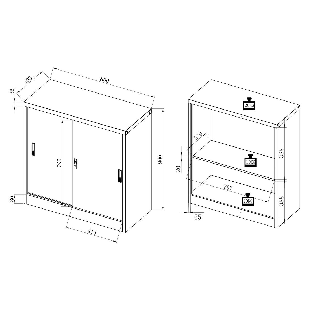 Aktenschrank Malivo Weiß/Anthrazit B: 80cm - Anthrazit/Weiß, KONVENTIONELL, Metall (80/90/40cm) - MID.YOU