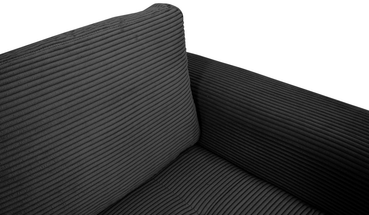Souprava U MALTE, levá, tmavě šedý manšestr - černá/tmavě šedá, Moderní, textil/plast (178/305/155cm) - Based