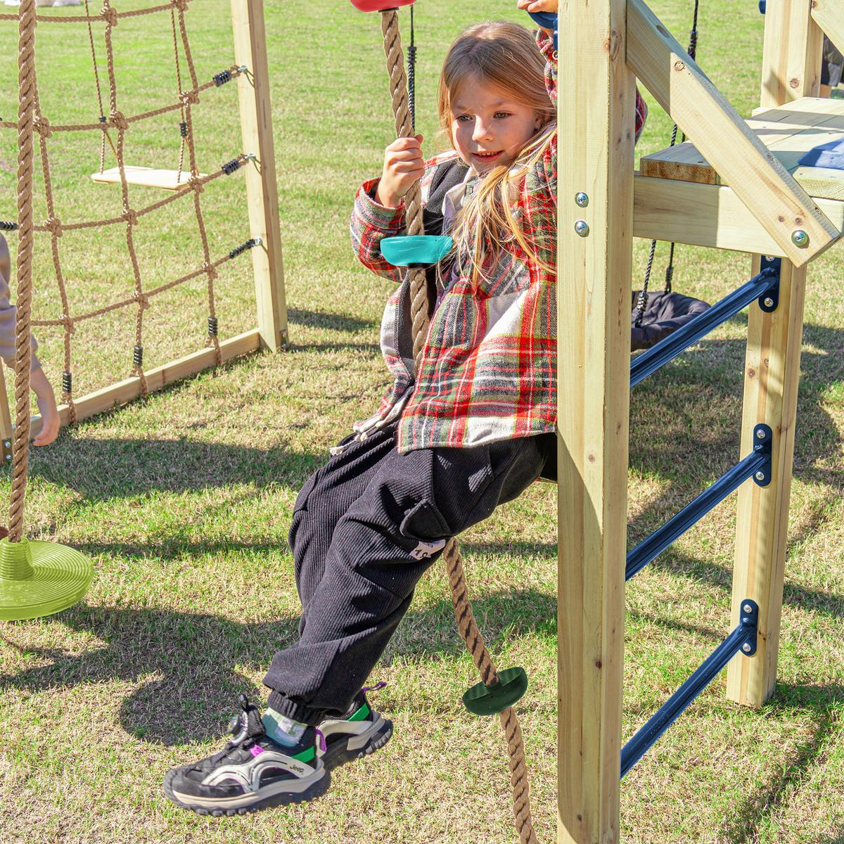 Klettergerüst mit Rutsche Rot - Blau/Rot, Basics, Holz/Kunststoff (522,5/196,2/205cm) - Ambia Garden