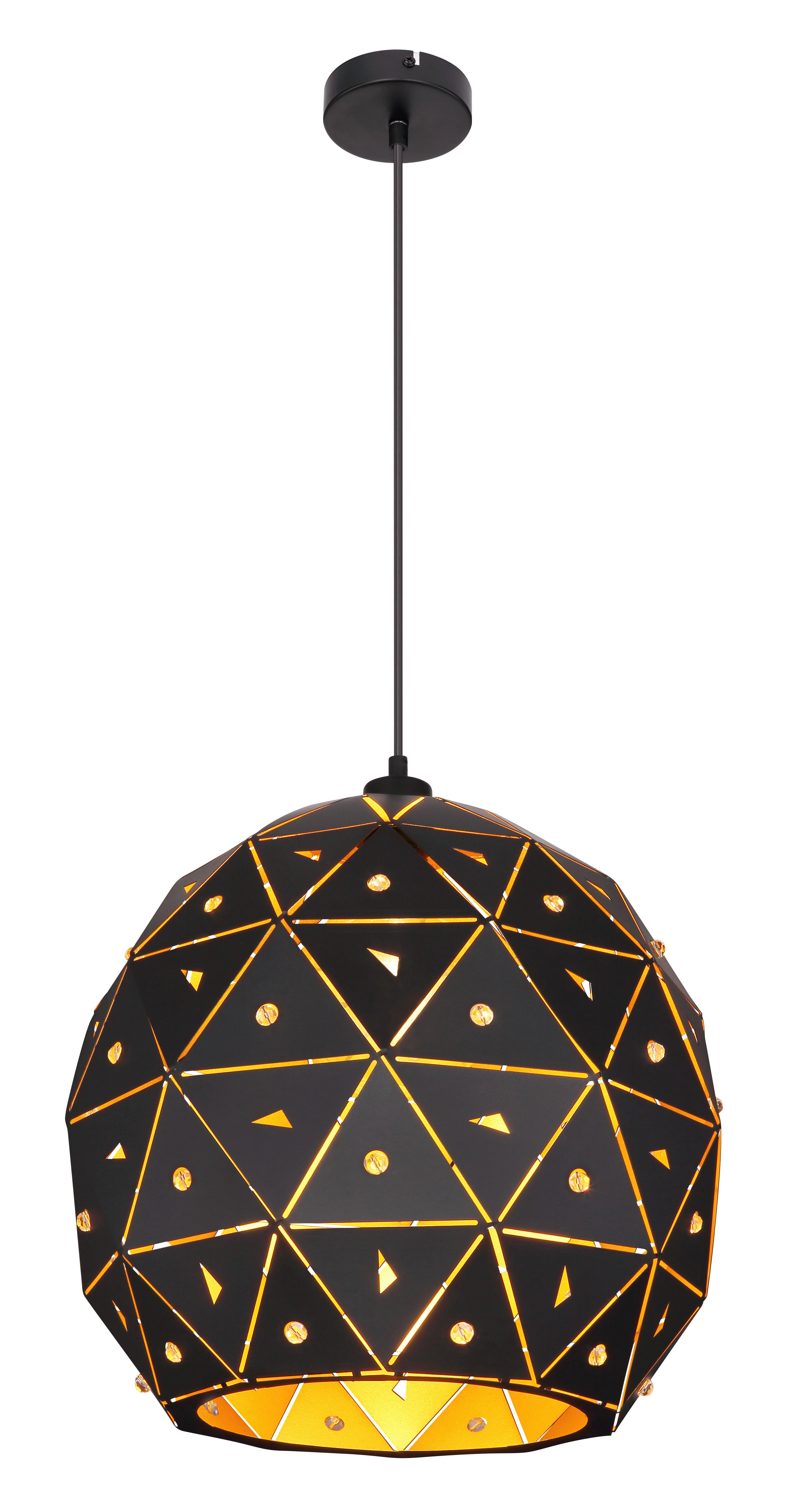 Hängeleuchte Jodie H: 120 cm 1 flammig - Klar/Goldfarben, Basics, Glas/Metall (40/120cm) - Globo