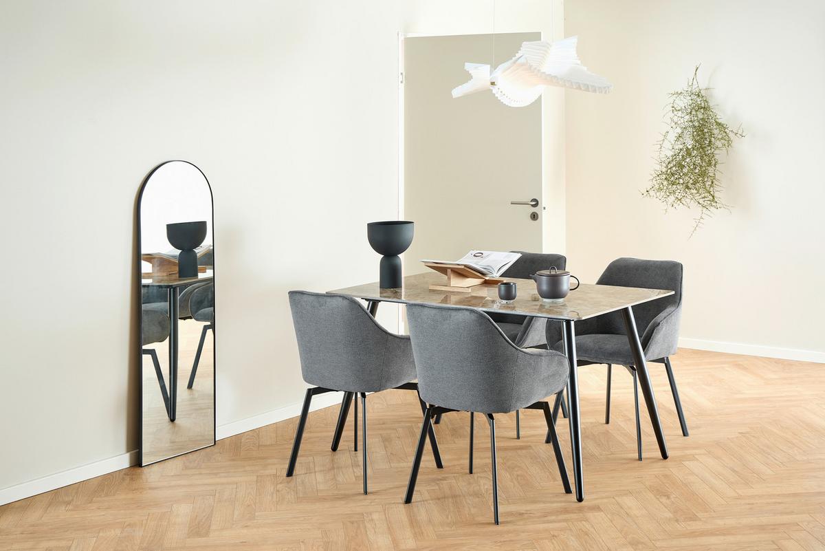 STOLIČKA S PODRÚČKAMI CLARA - čierna/sivá, Design, kov/textil (58,5/83,5/55,5cm) - MID.YOU