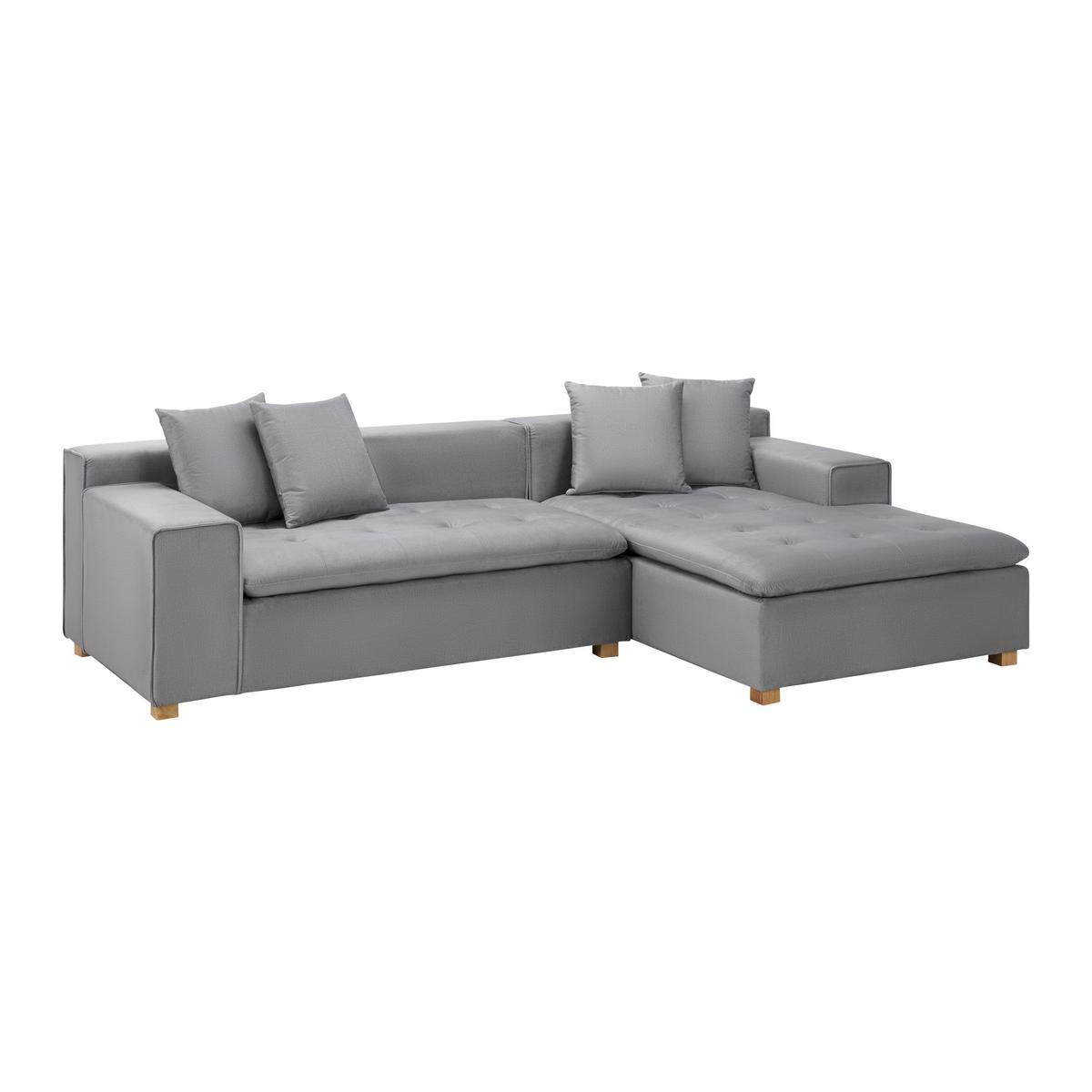 Sedací souprava AVA - světle šedá/přírodní barvy, Moderní, dřevo/textil (251/62/154cm) - Bessagi Home