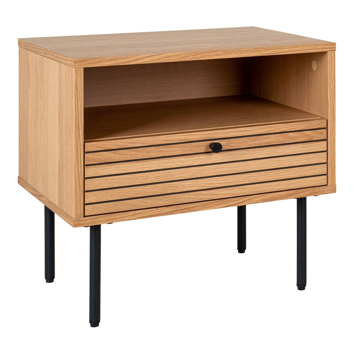 Beistelltisch Kyoto Eiche, L/B/H: 50x40x50cm - Eichefarben/Schwarz, Basics, Holz/Metall (50/40/50cm)