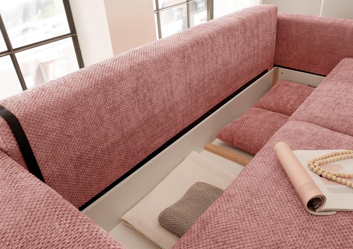 Schlafsofa Bullet Koralle B: 235 Cm - Koralle/Schwarz, KONVENTIONELL, Textil (235/88/120cm) - MID.YOU