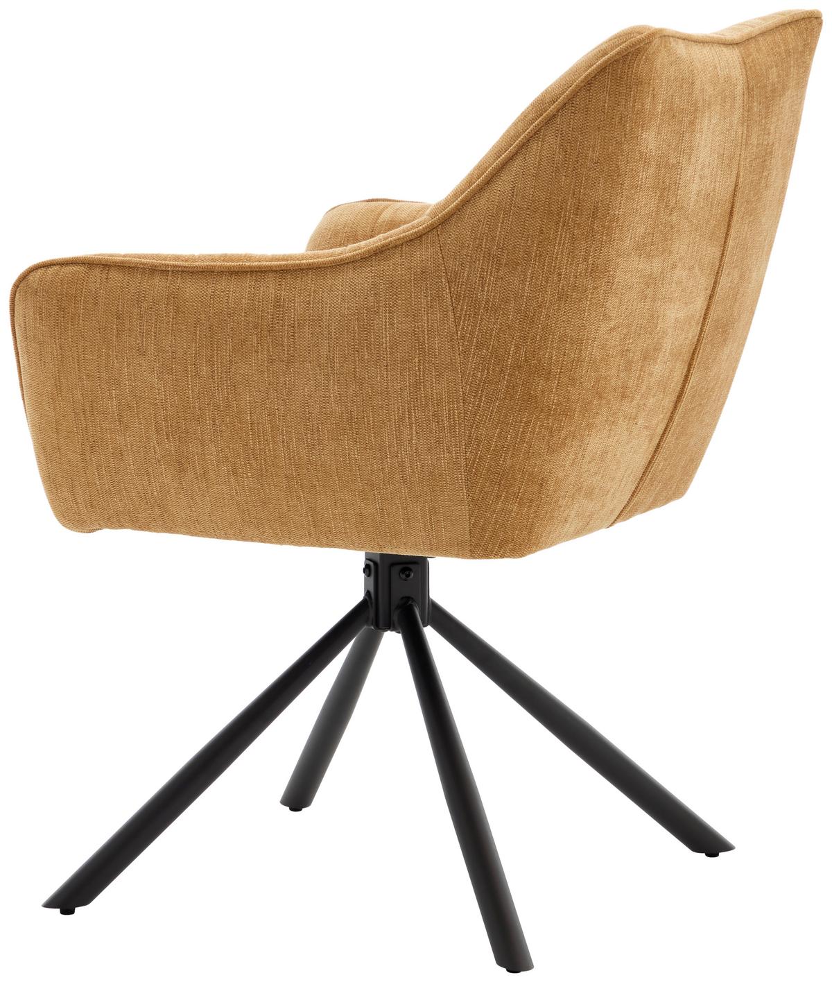 STOLIČKA S PODRÚČKAMI TRIENT - čierna/horčicovožltá, Modern, kov/textil (63/88/62cm) - Premium Living