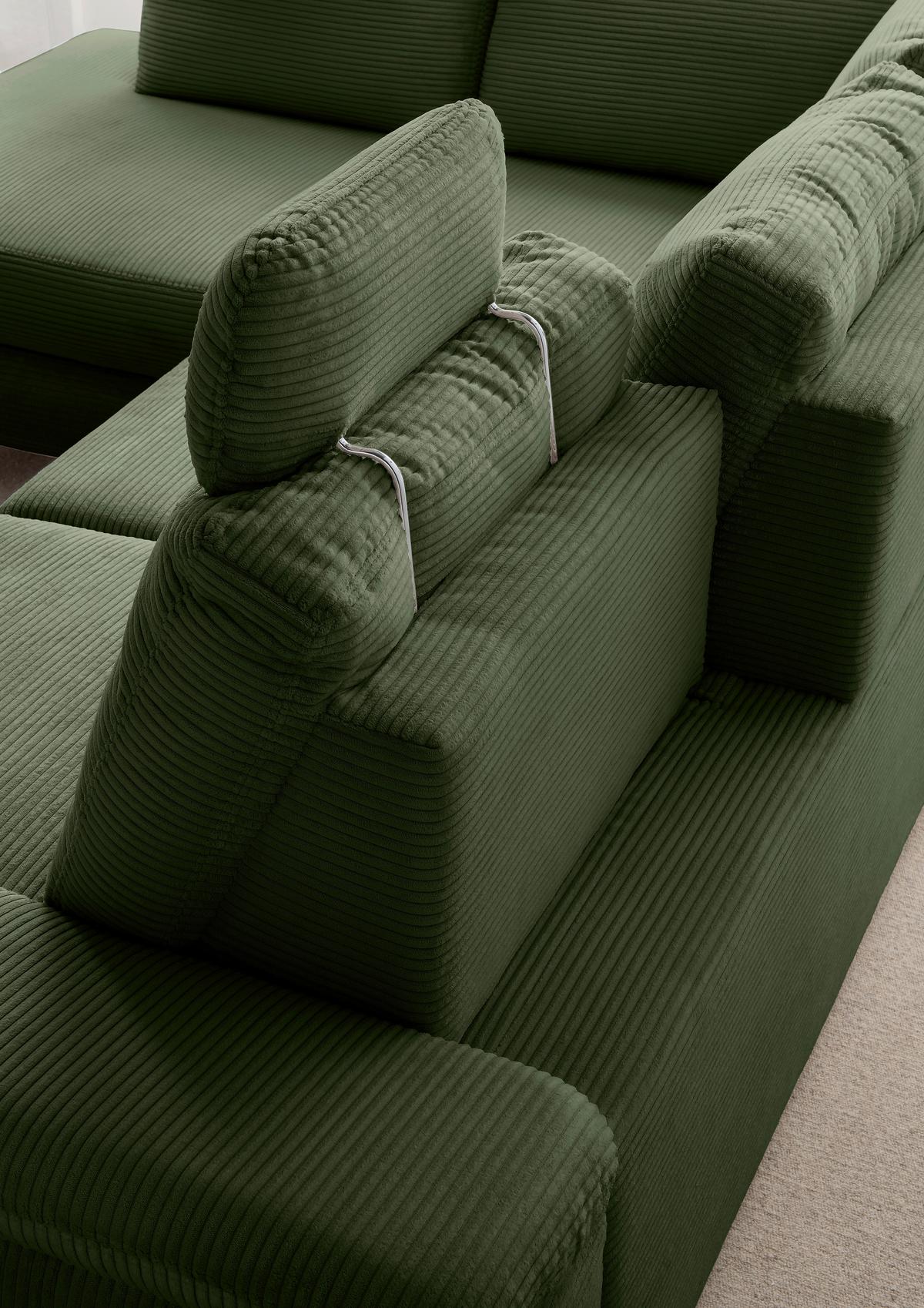 Eckschlafsofa Positano Dunkelgrün S: 206x261 Cm - Wildeiche/Dunkelgrün, MODERN, Textil (206/261cm) - Livetastic