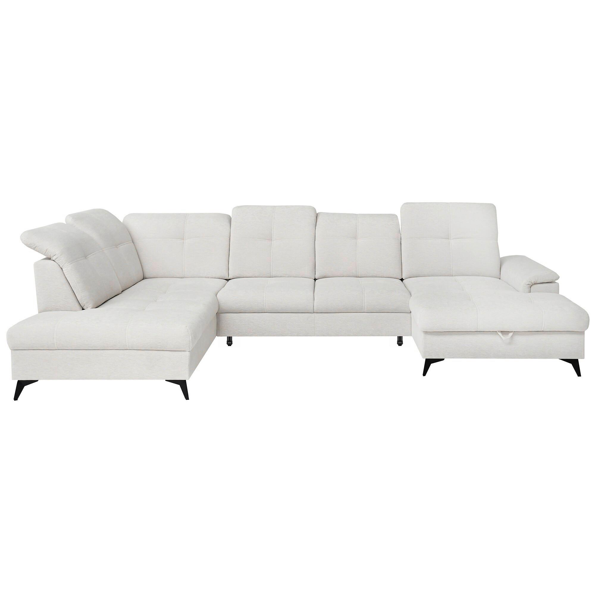 Rohová sedačka SIERRA, levá, béžová žinylka MIU - černá/béžová, Moderní, kov/textil (230/181cm) - Mömax