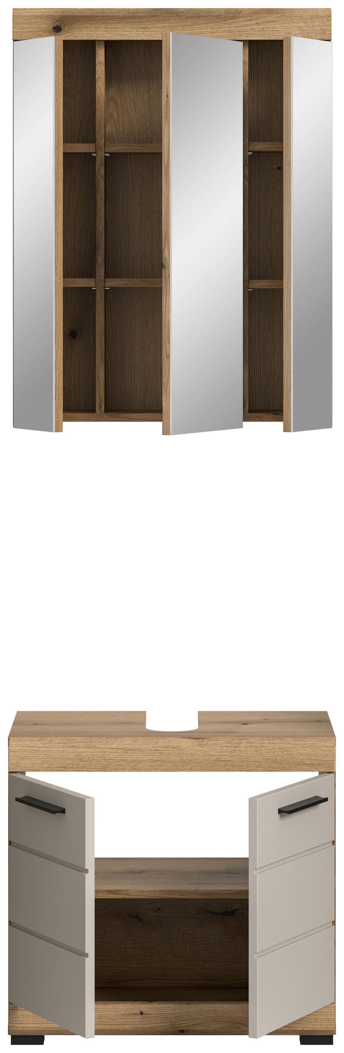 Badezimmer Scout Kaschmir/Naturfarben B: 60 cm - Kaschmir/Schwarz, MODERN, Glas/Holzwerkstoff (60cm) - MID.YOU