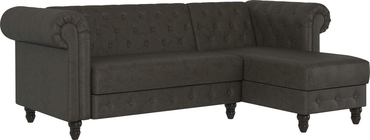 Ecksofa Firenze Anthrazit, mit Schlaffunktion - Anthrazit/Schwarz, Basics, Textil (241/154cm) - Livetastic