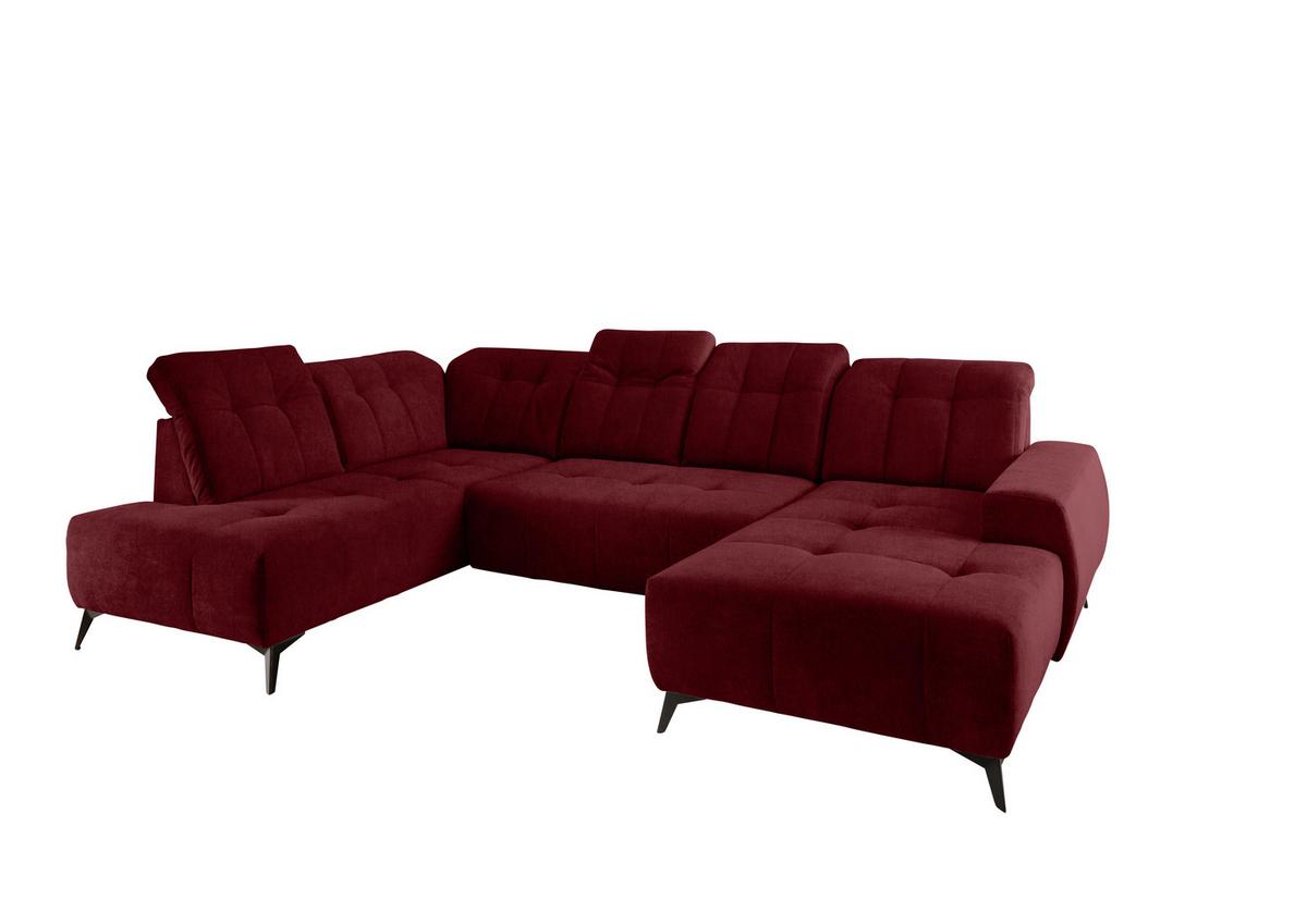 Ecksofa, Sitzvorzug Elektrisch Sano, Bordeaux, 200x337x180 Cm - Bordeaux/Schwarz, MODERN, Textil (200/337/180cm) - Livetastic