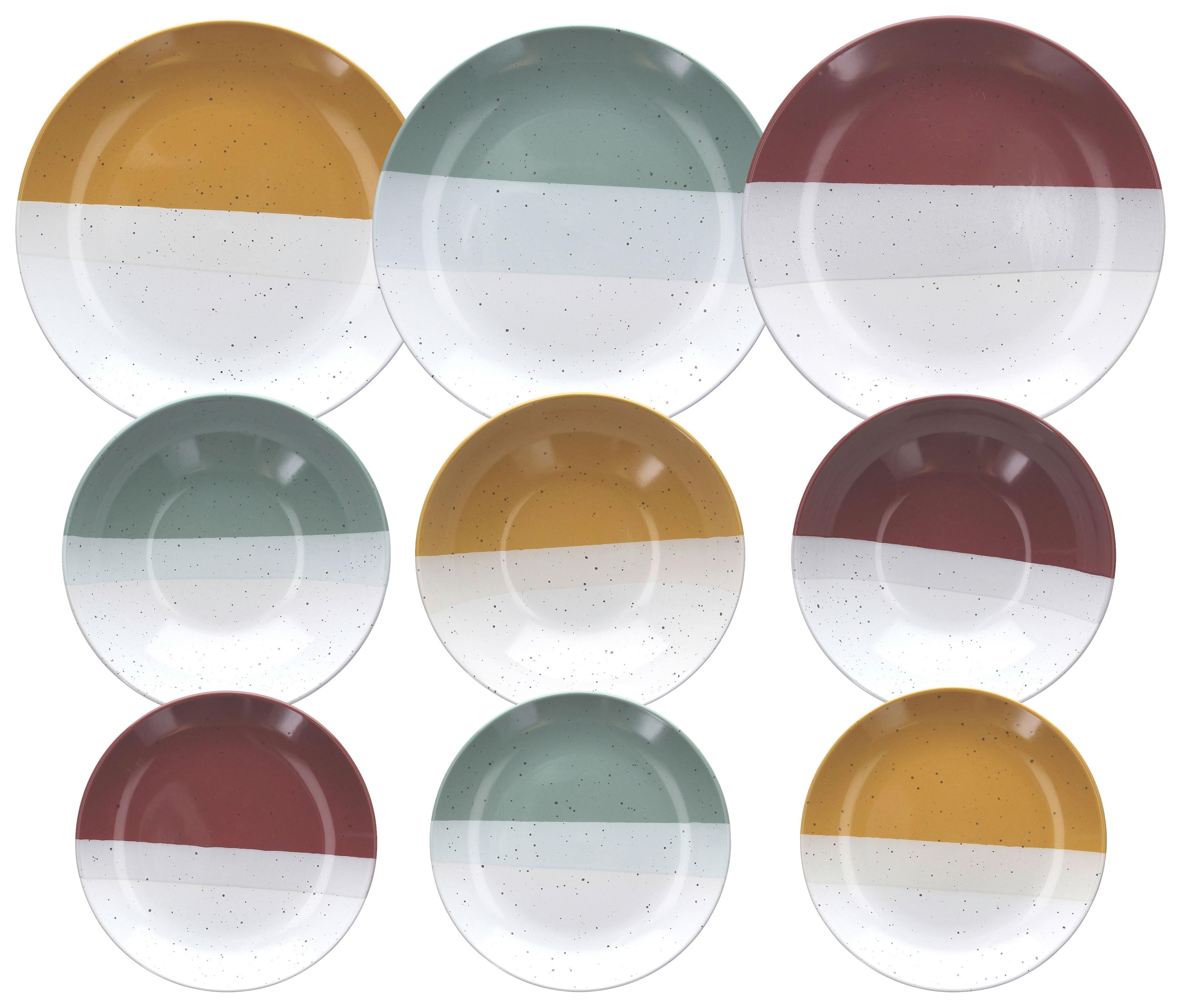 Tafelservice Layers Keramik 6 Personen Geschirr Set - Currygelb/Beere, Design, Keramik - Tognana