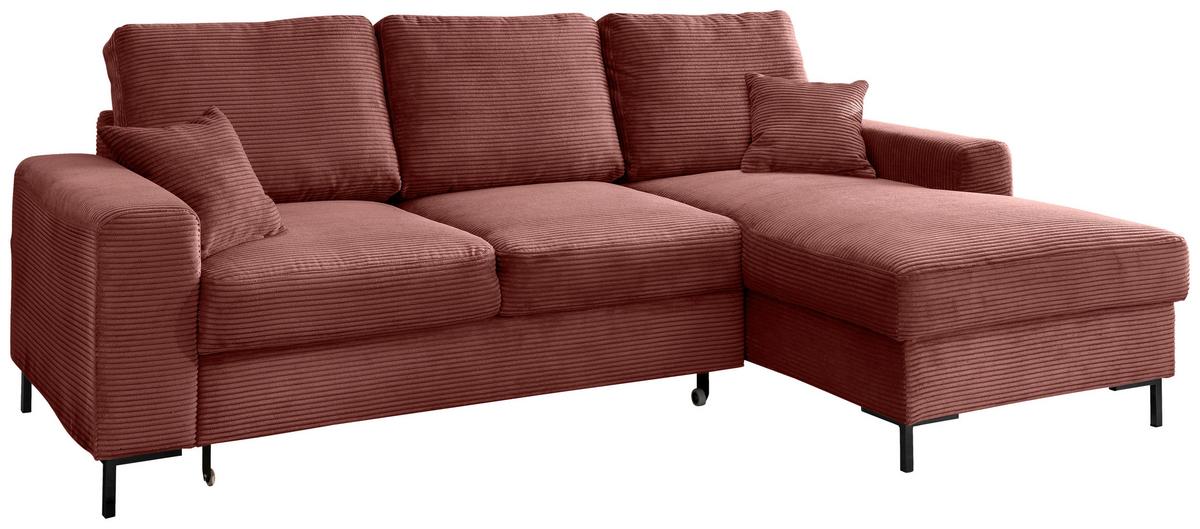 Eckschlafsofa Zona, Koralle S: 237x143 Cm - Koralle/Schwarz, KONVENTIONELL, Textil (237/143cm) - Livetastic