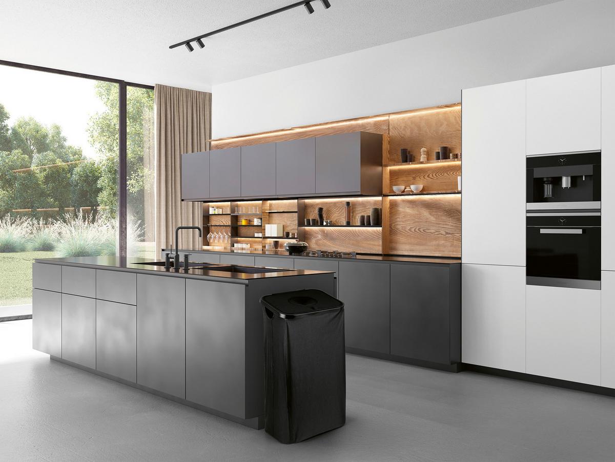 Flaschen/Dosensammelbehälter 80 Liter - Schwarz, Basics, Naturmaterialien/Kunststoff (40/32.5/72cm)