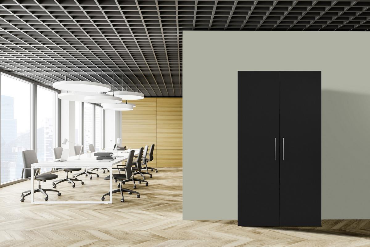 Schrankküche Mit Mikrowelle + Kühlschrank 104cm Weiß/schwarz - Schwarz/Weiß, MODERN, Holzwerkstoff/Metall (104/193/67cm) - Respekta