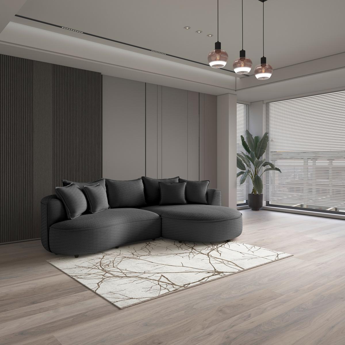 Ecksofa Levi - Anthrazit/Schwarz, MODERN, Textil (287/168cm)