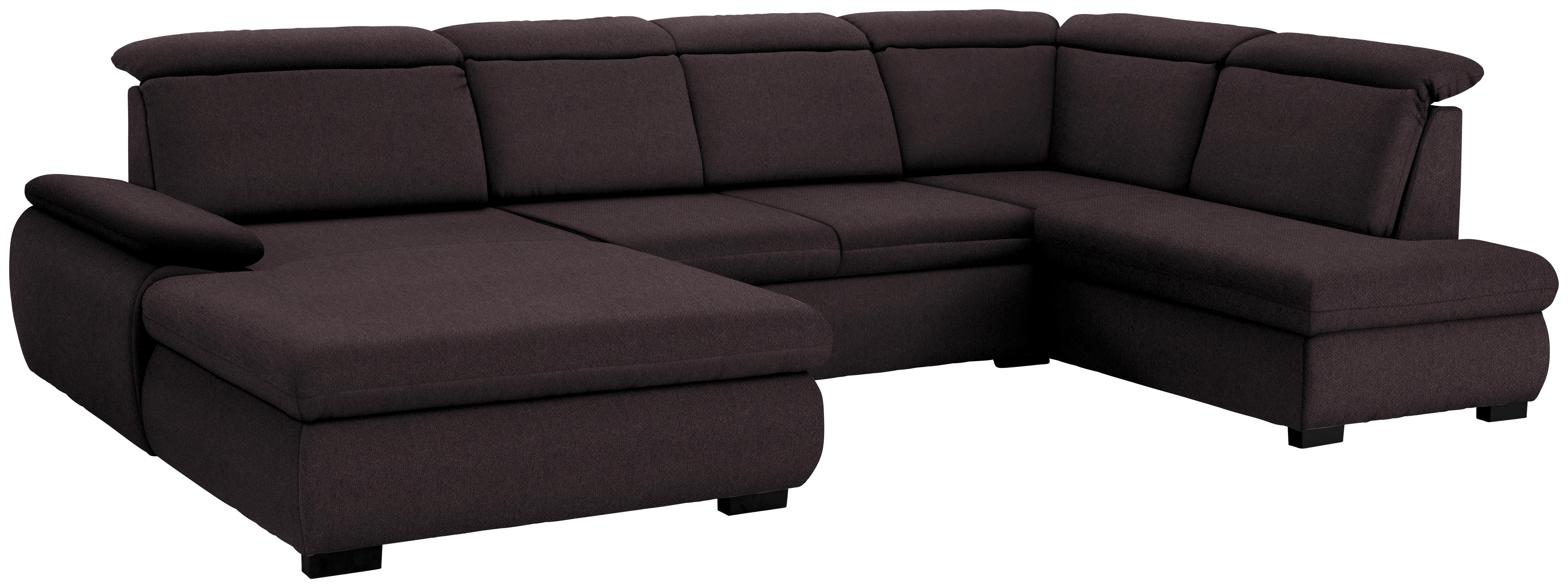 Wohnlandschaft in U-Form Metro ca. 172x335x184 cm - Schwarz/Braun, KONVENTIONELL, Holz/Textil (172/335/184cm) - Ombra