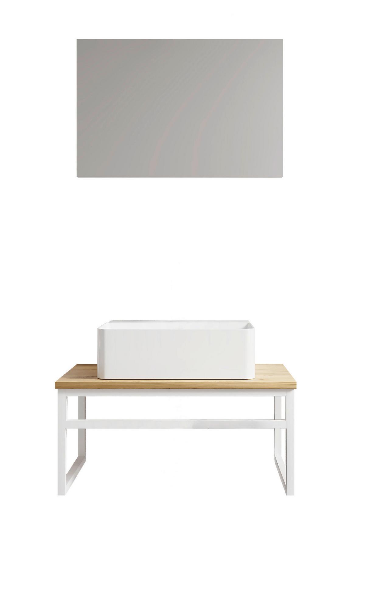 BADEZIMMER 3-TLG. WASCHPLATZ "BITILA 60" - Honigeiche/Weiß, MODERN, Glas/Keramik (60cm) - MID.YOU