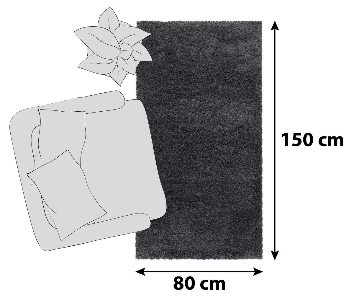 Hochflor Teppich Grau Fluffy 80x150 cm - Grau, Basics, Textil (80/150cm)