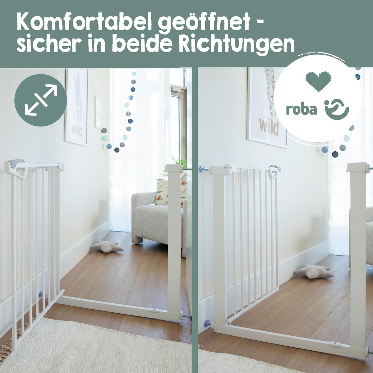 Türschutzgitter Metall erweiterbar, weiß - Weiß, Basics, Metall (75/80/3cm) - Roba