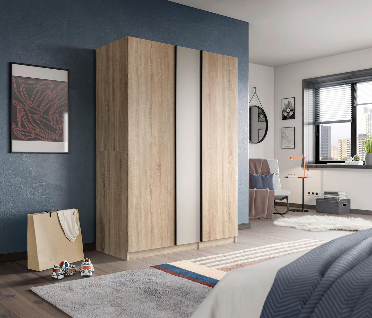 Drehtürenschrank Oakland Sonoma Eiche/Kashmir B: 130 cm - Kaschmir/Sonoma Eiche, MODERN, Holzwerkstoff (130/183/53cm) - MID.YOU