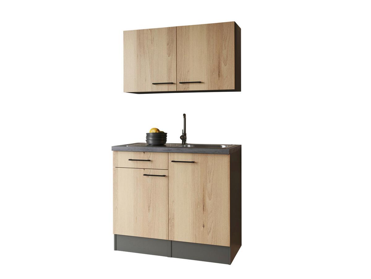 MINIKÜCHE Oliver, Grau Artisan B: 100 cm - Eiche Artisan/Grau, Trend, Holzwerkstoff (100cm) - Respekta