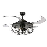 Deckenventilator Fanaway Industri Schwarz 4-Flügel - Transparent/Schwarz, Design, Kunststoff/Metall (122/50cm) - P & B