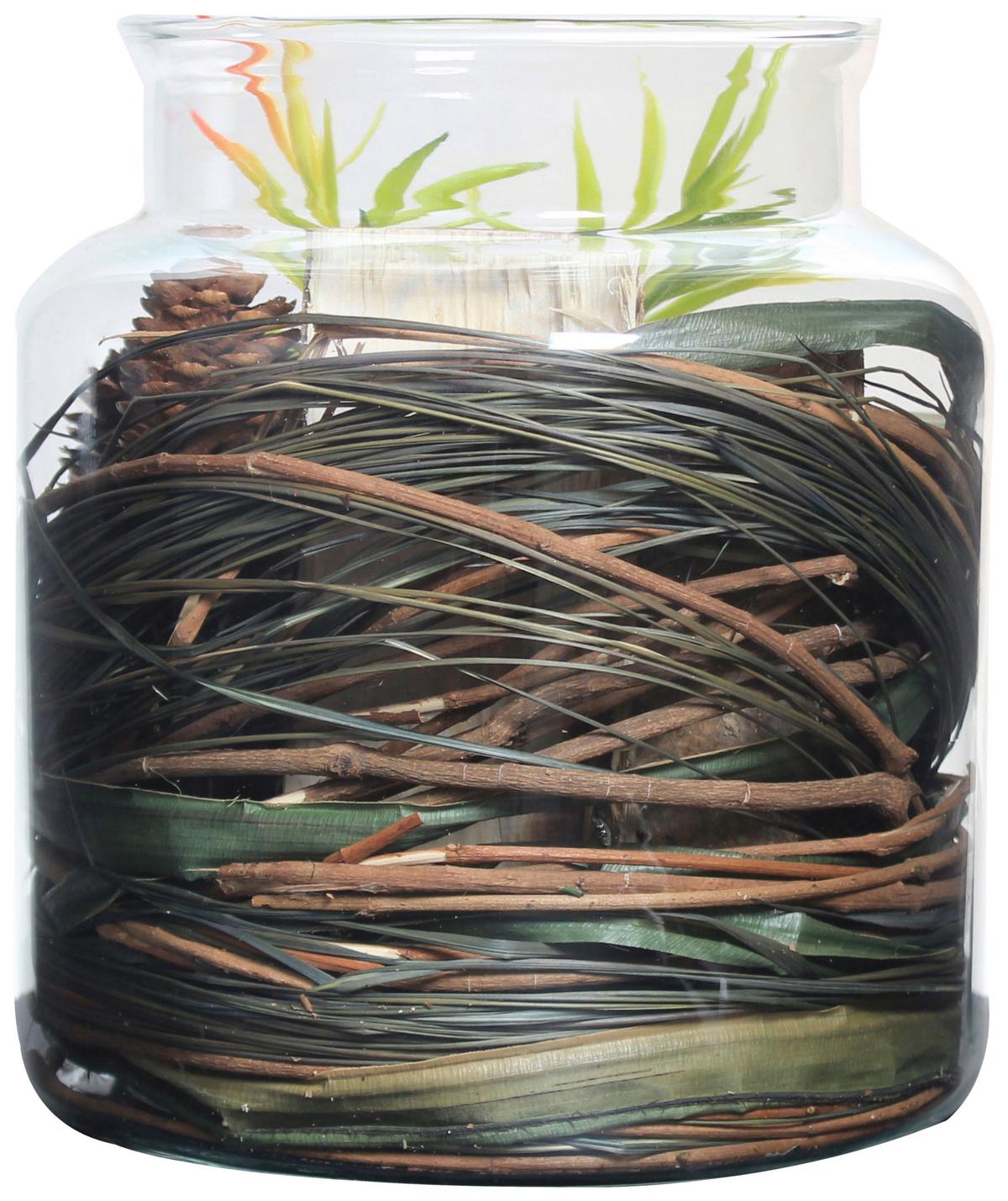 Dekoglas Flora Naturfarben, 18x20 cm - Naturfarben, LIFESTYLE, Glas/Naturmaterialien (18/20/18cm) - Kayoom