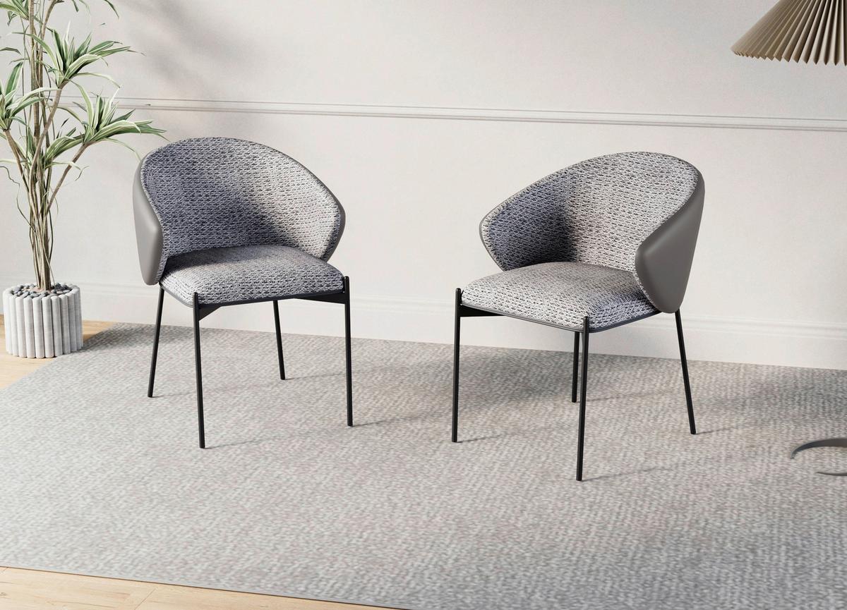 Armlehnstuhl Cara Samt Grau B: 56 cm - Schwarz/Grau, MODERN, Textil/Metall (56/76,5/57,5cm) - MID.YOU