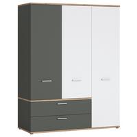 Skříň s otoč. dveřmi TWENTY dekor biela/grafit/dub - bílá/barvy dubu, Moderní, kompozitní dřevo/plast (150/196/60cm) - Modern Living